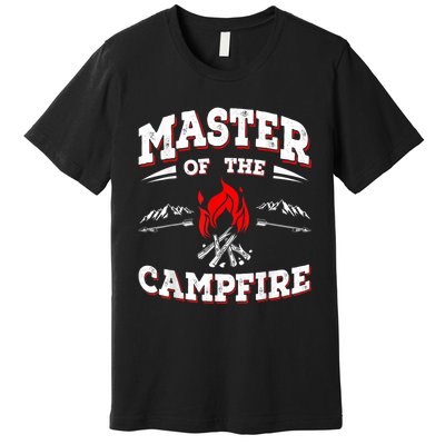 Master Of The Campfire Funny Camping Gift For Campers Premium T-Shirt