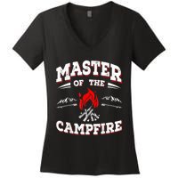 Master Of The Campfire Funny Camping Gift For Campers Women's V-Neck T-Shirt