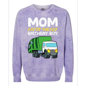 Mom Of The Birthday Boy Garbage Truck Birthday Party Colorblast Crewneck Sweatshirt