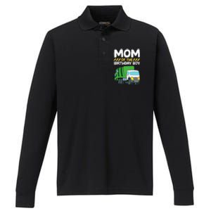 Mom Of The Birthday Boy Garbage Truck Birthday Party Performance Long Sleeve Polo