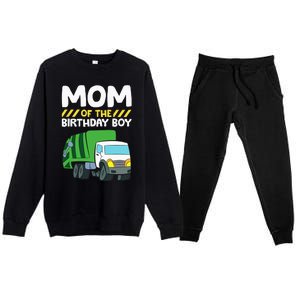 Mom Of The Birthday Boy Garbage Truck Birthday Party Premium Crewneck Sweatsuit Set