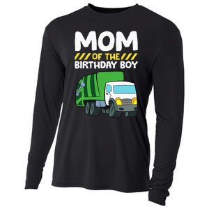 Mom Of The Birthday Boy Garbage Truck Birthday Party Cooling Performance Long Sleeve Crew