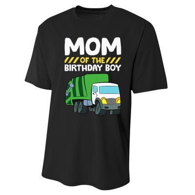 Mom Of The Birthday Boy Garbage Truck Birthday Party Performance Sprint T-Shirt