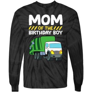 Mom Of The Birthday Boy Garbage Truck Birthday Party Tie-Dye Long Sleeve Shirt