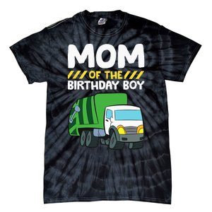 Mom Of The Birthday Boy Garbage Truck Birthday Party Tie-Dye T-Shirt