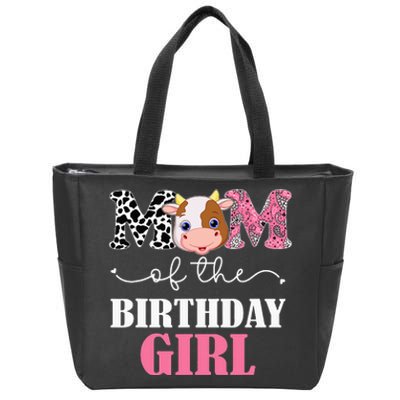 Mom of The Birthday Farm Cow Mommy Mama 1st Zip Tote Bag