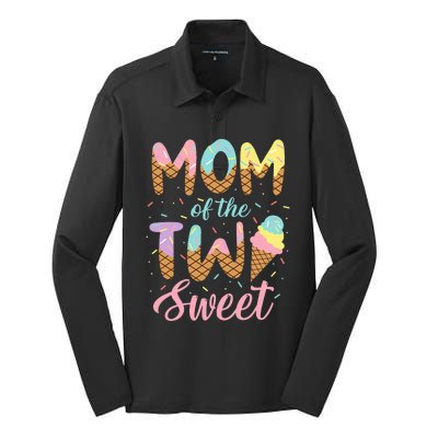 Mom Of The Two Sweet Birthday Girl Ice Cream Lovers 2nd Silk Touch Performance Long Sleeve Polo