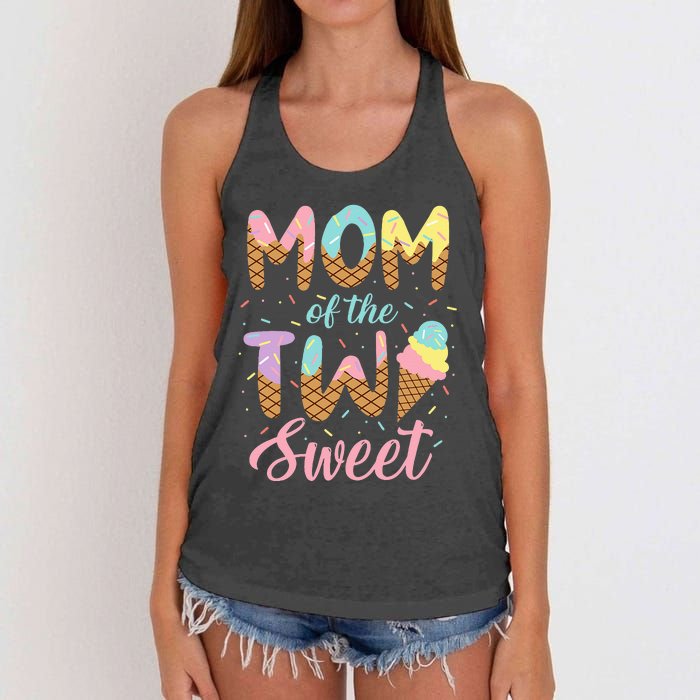 Mom Of The Two Sweet Birthday Girl Ice Cream Lovers 2nd Women's Knotted Racerback Tank