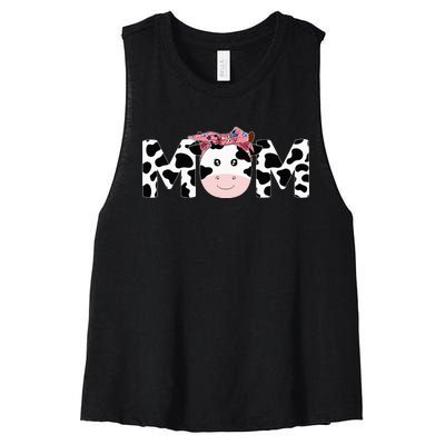 Mom Of The Birthday Mother Cow Farm Cow Mommy 1st Women's Racerback Cropped Tank