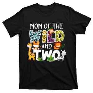 Mom Of The Wild and Two Zoo Safari Jungle Birthday T-Shirt