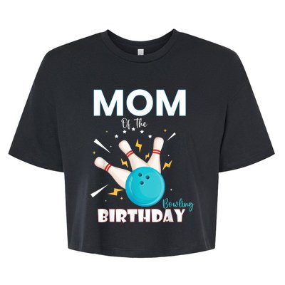 Mom Of The Birthday Bowler, Bowling Party Family Bella+Canvas Jersey Crop Tee