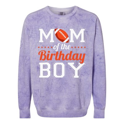 Mom Of The Birthday Boy Football Colorblast Crewneck Sweatshirt