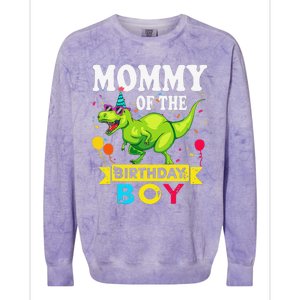 Mommy Of The Birthday Boy TRex RAWR Dinosaur Birthday Boy Colorblast Crewneck Sweatshirt