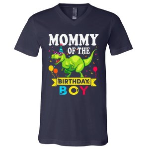 Mommy Of The Birthday Boy TRex RAWR Dinosaur Birthday Boy V-Neck T-Shirt