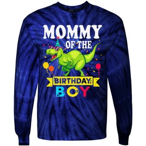 Mommy Of The Birthday Boy TRex RAWR Dinosaur Birthday Boy Tie-Dye Long Sleeve Shirt