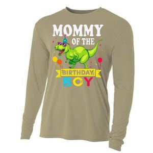 Mommy Of The Birthday Boy TRex RAWR Dinosaur Birthday Boy Cooling Performance Long Sleeve Crew