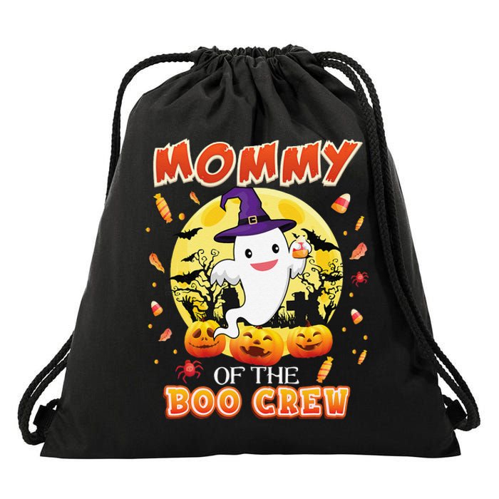 Mommy Of The Boo Crew Halloween Cute Ghost Pumpkin Scary Drawstring Bag