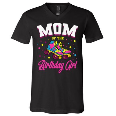 Mom of the Birthday  Roller Skates Bday Skating Party V-Neck T-Shirt