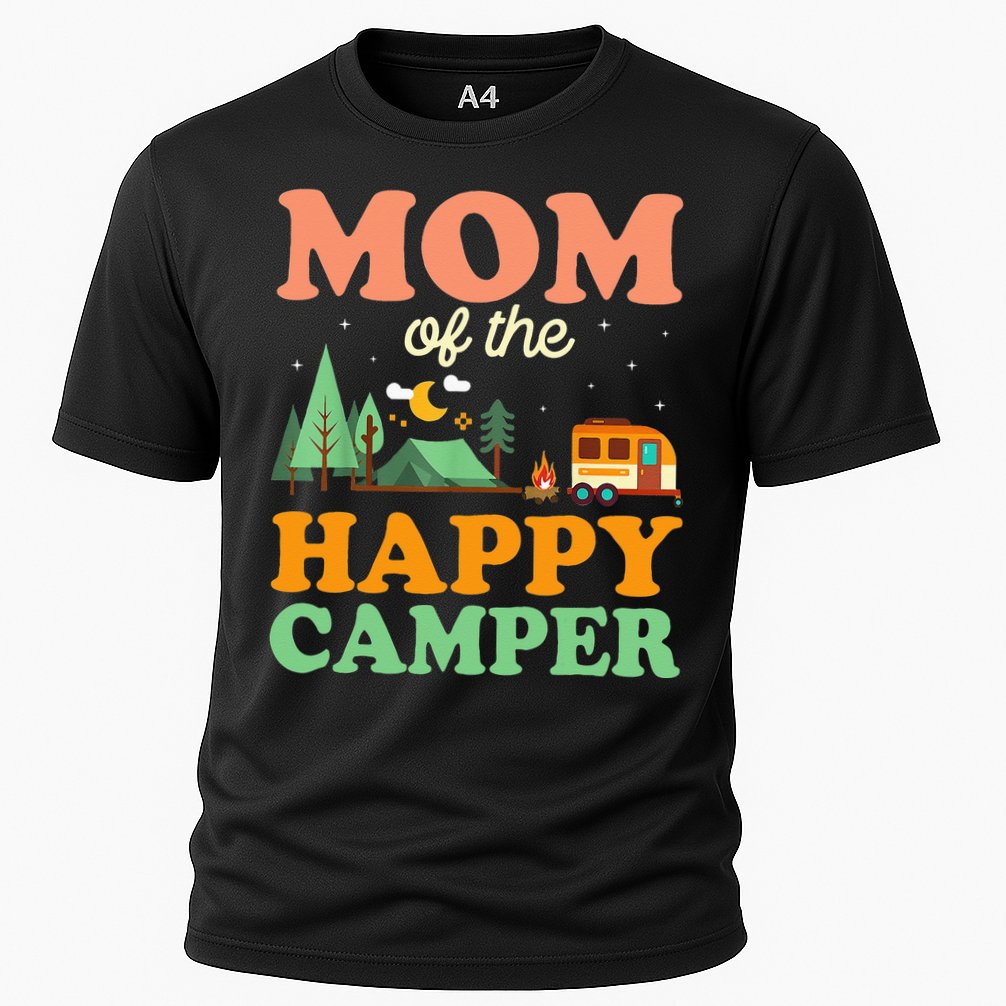 Mom Of The Happy Camper Women 1st Bday Camping Trip Cooling Performance Crew T-Shirt