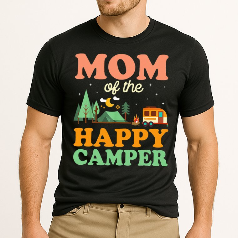 Mom Of The Happy Camper Women 1st Bday Camping Trip Cooling Performance Crew T-Shirt