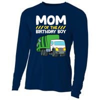 Mom Of The Birthday Boy Garbage Truck Birthday Party Cooling Performance Long Sleeve Crew