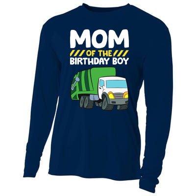 Mom Of The Birthday Boy Garbage Truck Birthday Party Cooling Performance Long Sleeve Crew