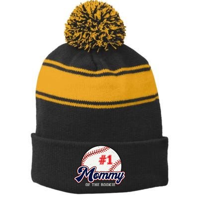 Mommy of the Rookie Tee Rookie of the Year Baseball Mama Stripe Pom Pom Beanie