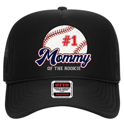 Mommy of the Rookie Tee Rookie of the Year Baseball Mama High Crown Mesh Back Trucker Hat