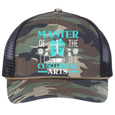 Master Of The Custodial Arts Janitor School Custodian Retro Rope Trucker Hat Cap