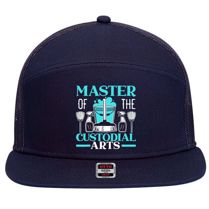 Master Of The Custodial Arts Janitor School Custodian 7 Panel Mesh Trucker Snapback Hat