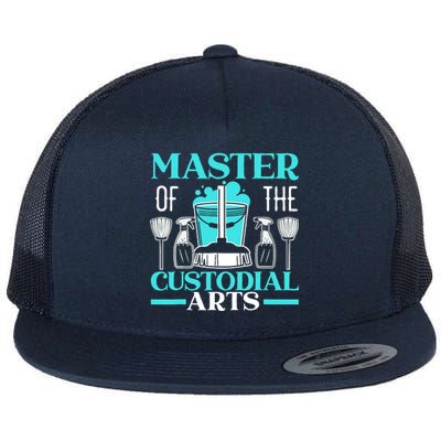 Master Of The Custodial Arts Janitor School Custodian Flat Bill Trucker Hat