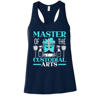 Master Of The Custodial Arts Janitor School Custodian Women's Racerback Tank