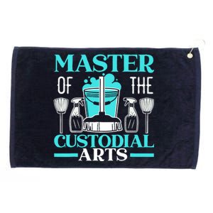 Master Of The Custodial Arts Janitor School Custodian Grommeted Golf Towel