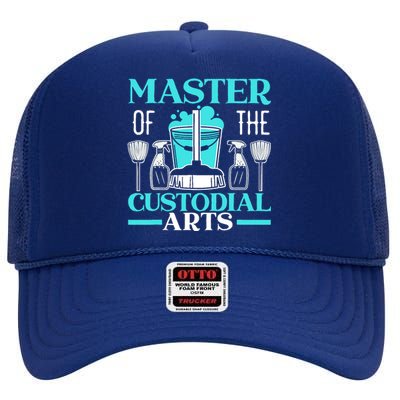 Master Of The Custodial Arts Janitor School Custodian High Crown Mesh Back Trucker Hat