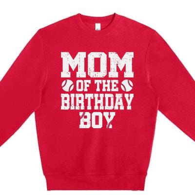 Mom Of The Birthday Boy Baseball Jersey Vintage Retro Premium Crewneck Sweatshirt