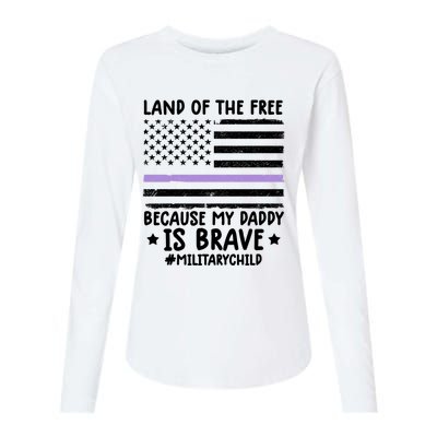 Month Of The Military Land Of Free Because My Daddy Is Brave Gift Womens Cotton Relaxed Long Sleeve T-Shirt