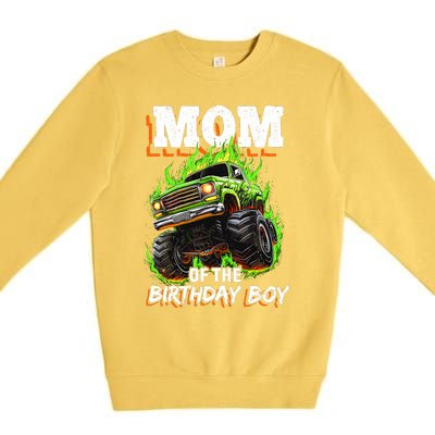 Mom Of The Birthday Boy Monster Truck Birthday Novelty Premium Crewneck Sweatshirt