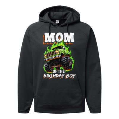 Mom Of The Birthday Boy Monster Truck Birthday Novelty Performance Fleece Hoodie