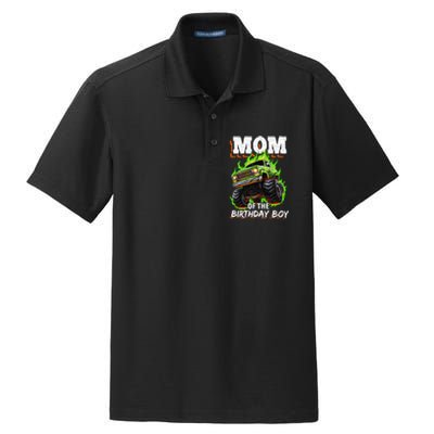 Mom Of The Birthday Boy Monster Truck Birthday Novelty Dry Zone Grid Polo