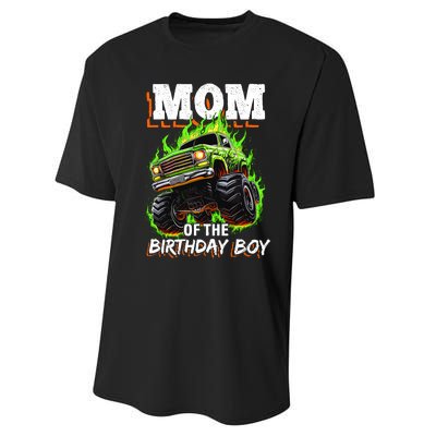 Mom Of The Birthday Boy Monster Truck Birthday Novelty Performance Sprint T-Shirt