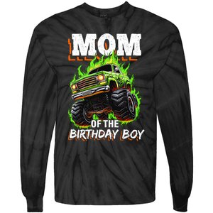 Mom Of The Birthday Boy Monster Truck Birthday Novelty Tie-Dye Long Sleeve Shirt