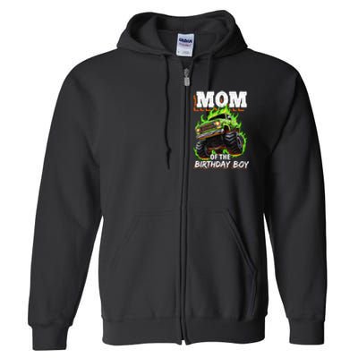 Mom Of The Birthday Boy Monster Truck Birthday Novelty Full Zip Hoodie