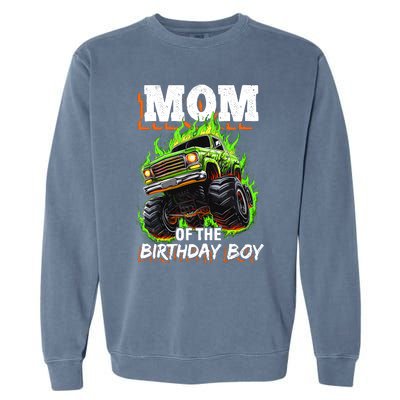 Mom Of The Birthday Boy Monster Truck Birthday Novelty Garment-Dyed Sweatshirt