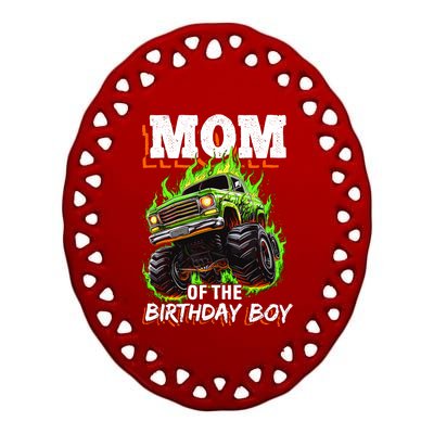 Mom Of The Birthday Boy Monster Truck Birthday Novelty Ceramic Oval Ornament