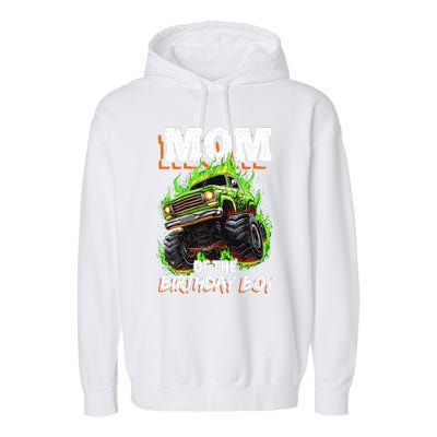 Mom Of The Birthday Boy Monster Truck Birthday Novelty Garment-Dyed Fleece Hoodie