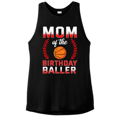 Mom Of The Birthday Boy Basketball Bday Celebration Ladies PosiCharge Tri-Blend Wicking Tank