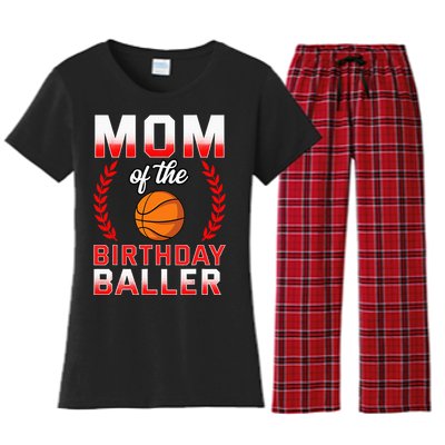 Mom Of The Birthday Boy Basketball Bday Celebration Women's Flannel Pajama Set