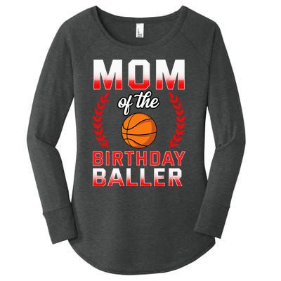 Mom Of The Birthday Boy Basketball Bday Celebration Women's Perfect Tri Tunic Long Sleeve Shirt