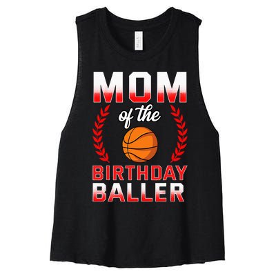 Mom Of The Birthday Boy Basketball Bday Celebration Women's Racerback Cropped Tank