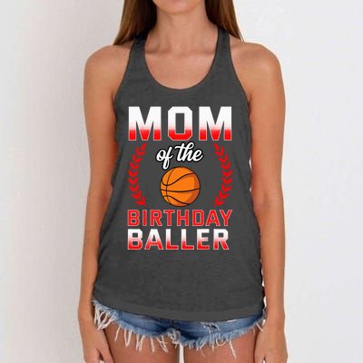 Mom Of The Birthday Boy Basketball Bday Celebration Women's Knotted Racerback Tank